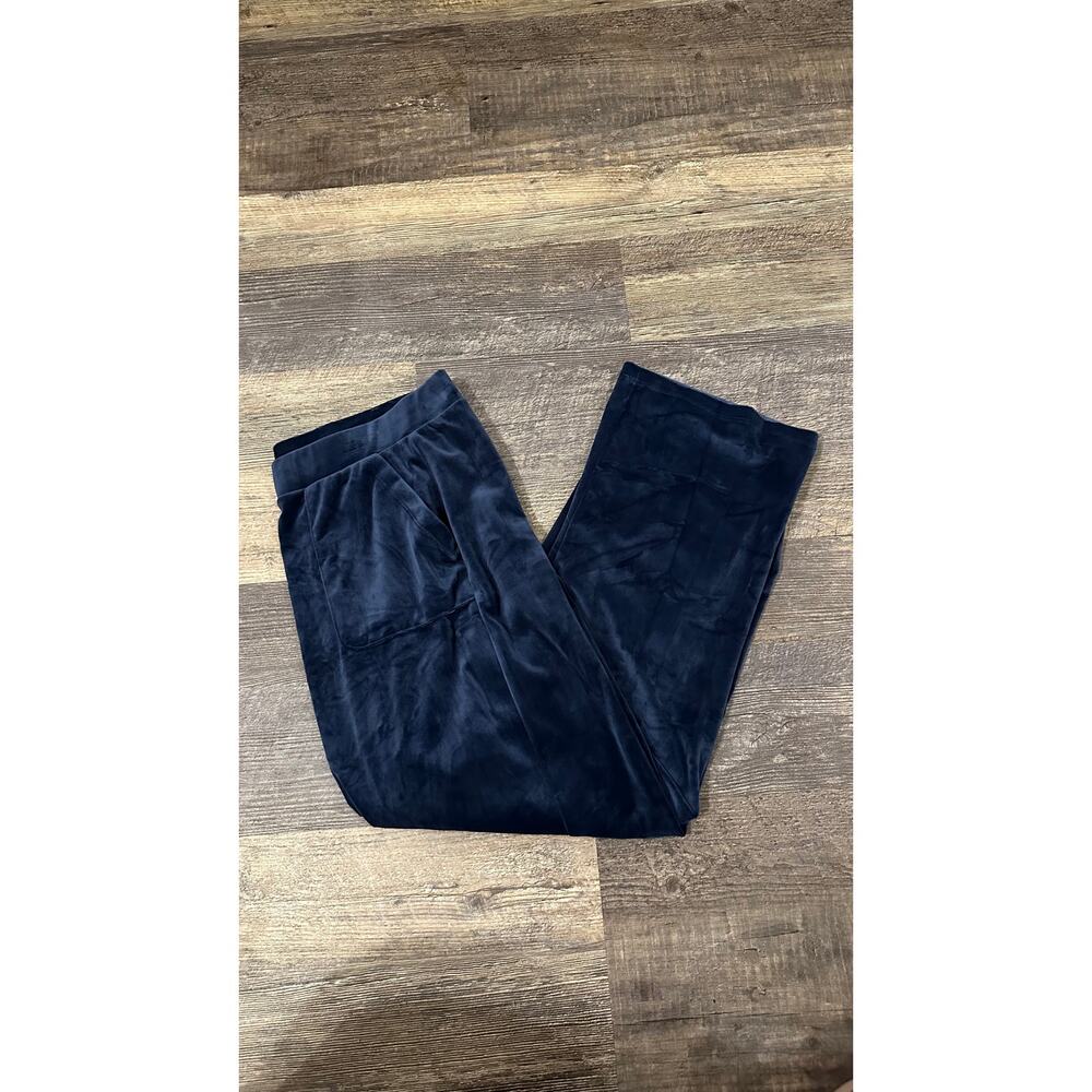 Leo & Nicole Womens Navy Blue Stretch Elastic Waist Velvet Sweatpants Sz PXL NWT - Picture 2 of 4